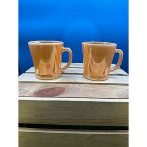 Set of 2 Vintage Anchor Hocking Fire-King Peach Lustre D-Handle Mugs